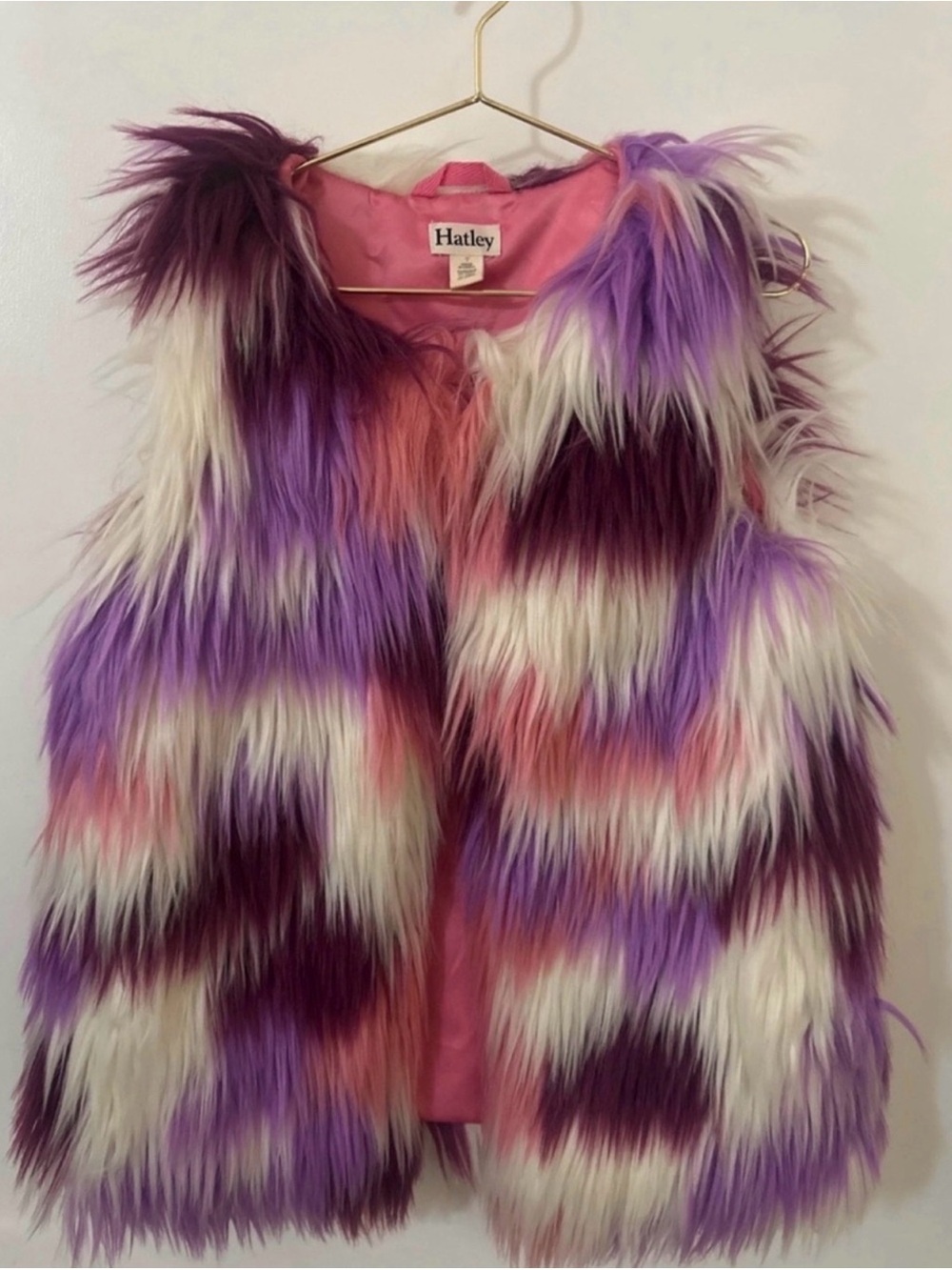 Hatley Girls Feeling Groovy Faux Fur Vest Pink Purple Size 7